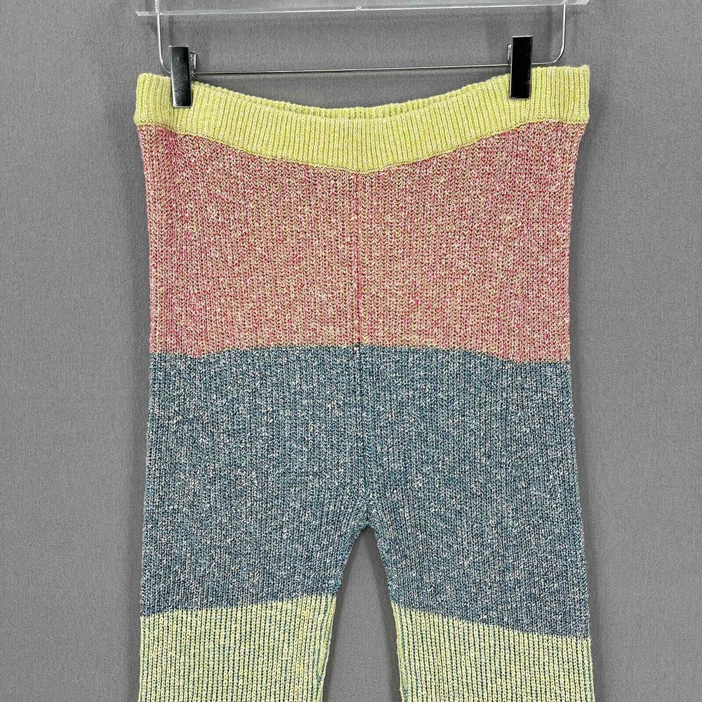 YANYAN KNITS Sweater Pant Women Large Colorblock Striped Ribbed High Rise Flare - Picture 6 of 16